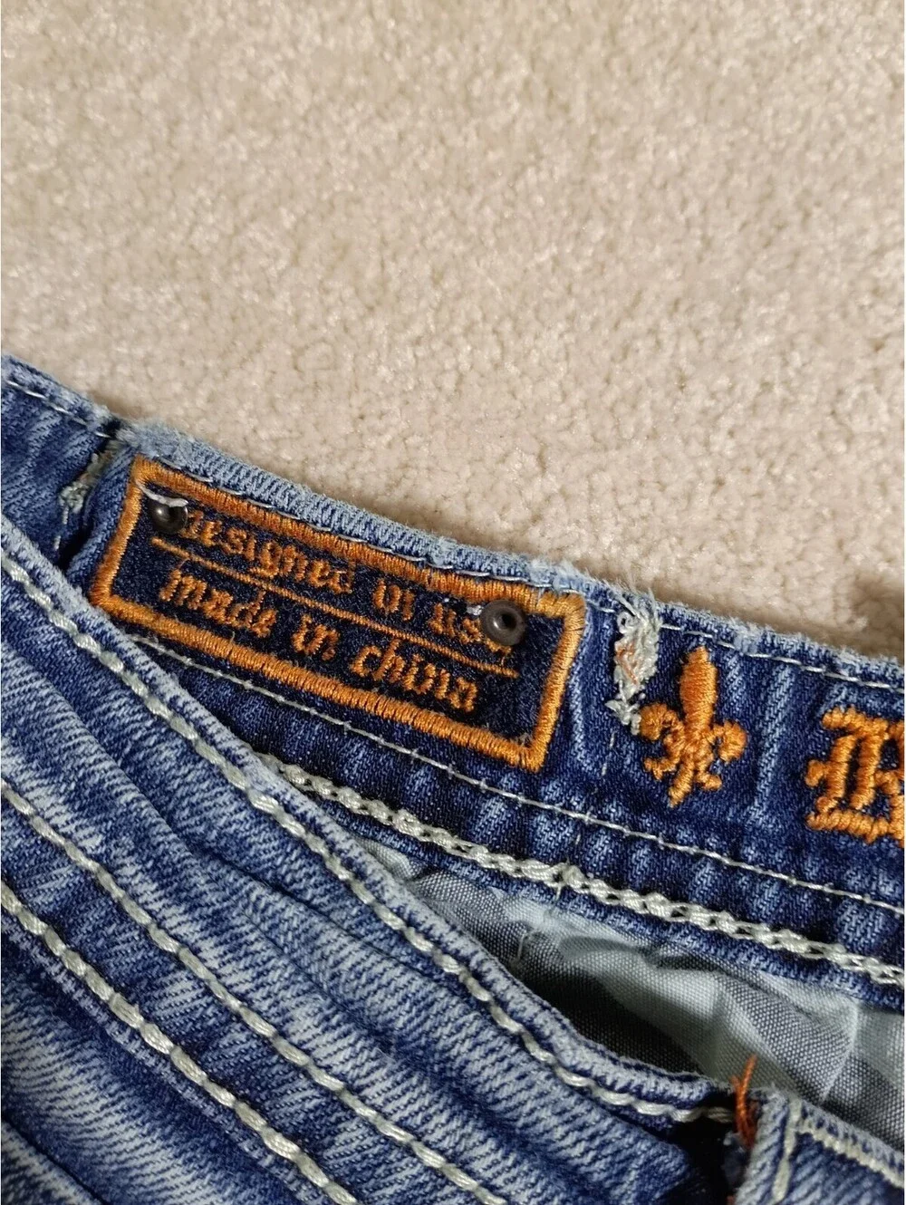 Rock Revival Jeans Men 34x31 Briley Straight Fit Embroidered Denim Pants Flap